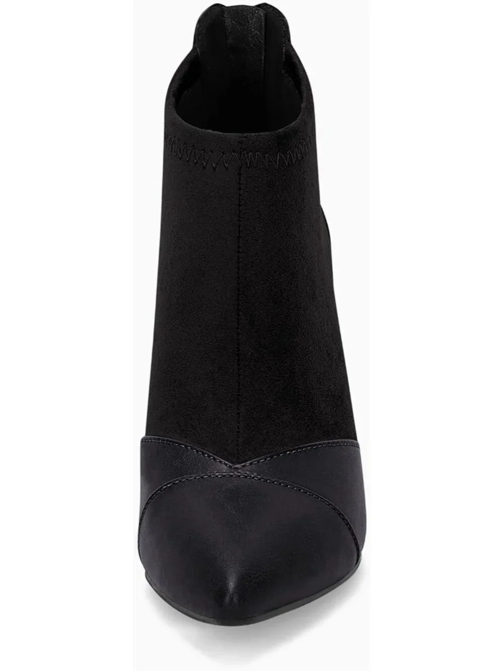 Women's Black Pointed Toe Stiletto Heel Splicing Back Zipper Ankle Boots